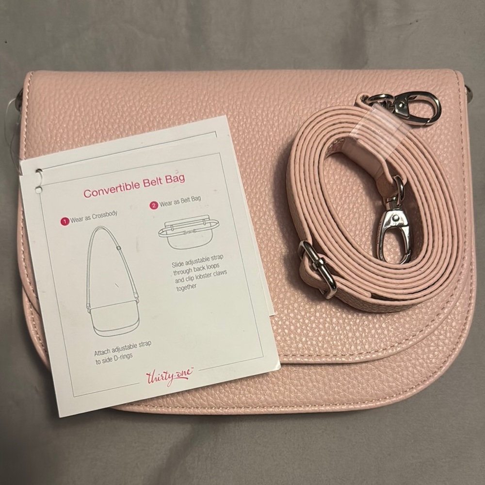 Thirty-One Pink Crossbody Bag with Minimalist Design